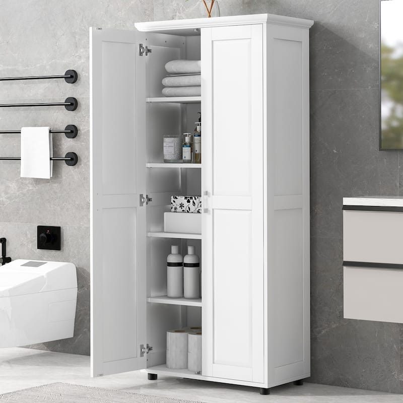 GDF Studio - Karry Modern MDF Storage Cabinet with Two Doors and Adjustable Shelf - White