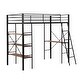 preview thumbnail 10 of 10, Twin Metal Loft Bed with Desk & Shelves, Black - Space-Saving & Sturdy