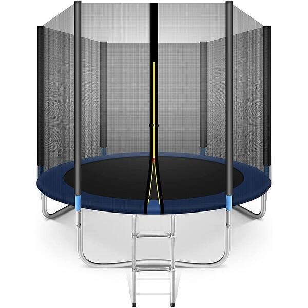slide 2 of 12, 8FT Trampoline with Safety Enclosure Net and Ladder Bounding Table,Trampoline Combo Jumping Trampoline Fitness 8 Feet