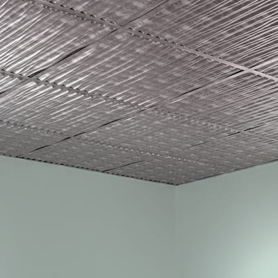 FASÄDE Dunes Decorative Vinyl 2ft x 2ft Lay in Ceiling Panel in Crosshatch Silver (5 Pack)