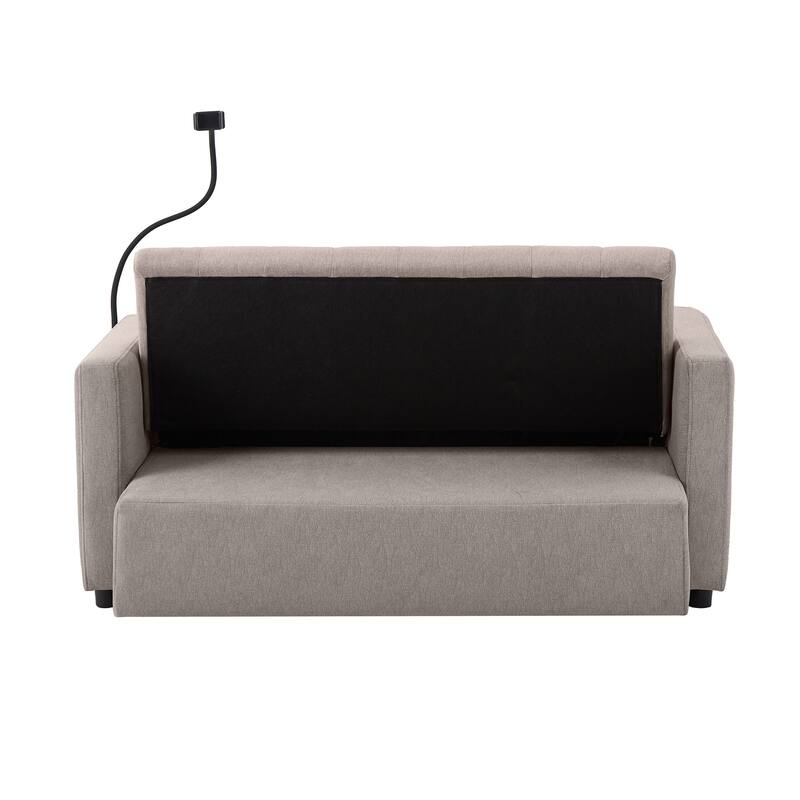 55.9" Convertible Sofa Bed Loveseat Sofa with Three USB Ports