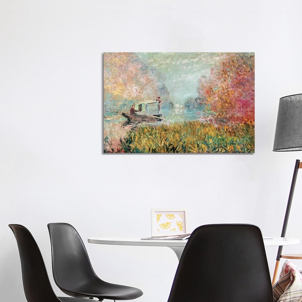 iCanvas "The Boat Studio on the Seine, 1875 " by Claude Monet Canvas Print