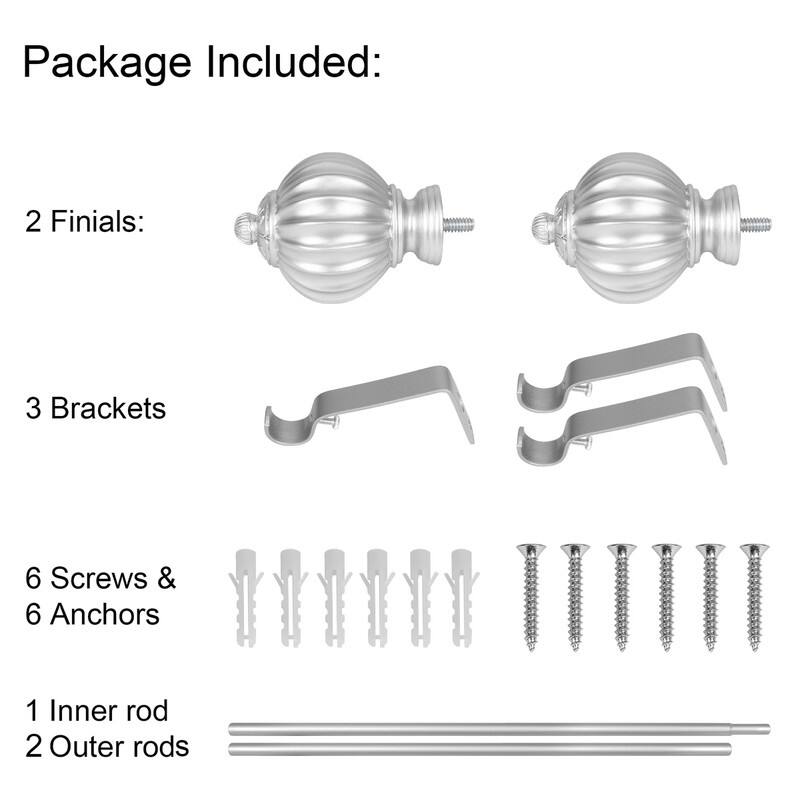 UTOPIA ALLEY Wall Mounted 3/4 Inch Curtain Rod - Curtain Rods For Windows, Adjustable Drapery Rods