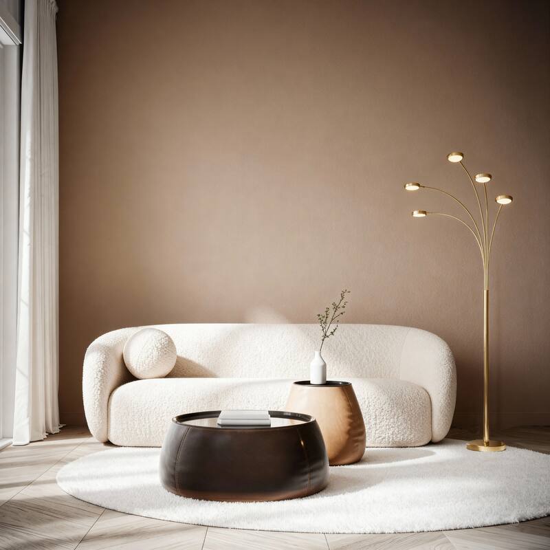 Brightech Orion 70 in. Antiqued Brass Contemporary Modern 5-Light LED Super Bright Floor Lamp with 5 Adjustable Swing Arm Heads