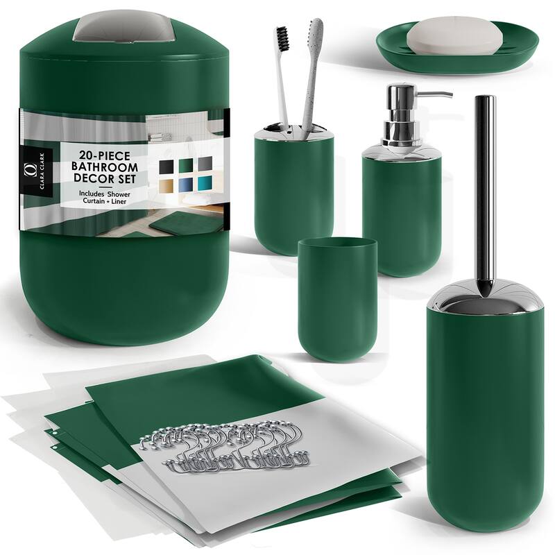 Clara Clark 20 Piece Complete Bathroom Accessories Kit with Shower Curtain Set