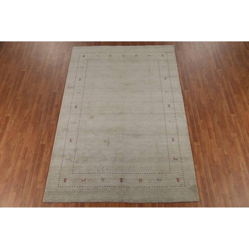 Little Animals Design Gabbeh Area Rug Hand-Knotted Wool Carpet - 6'7"x 9'10"