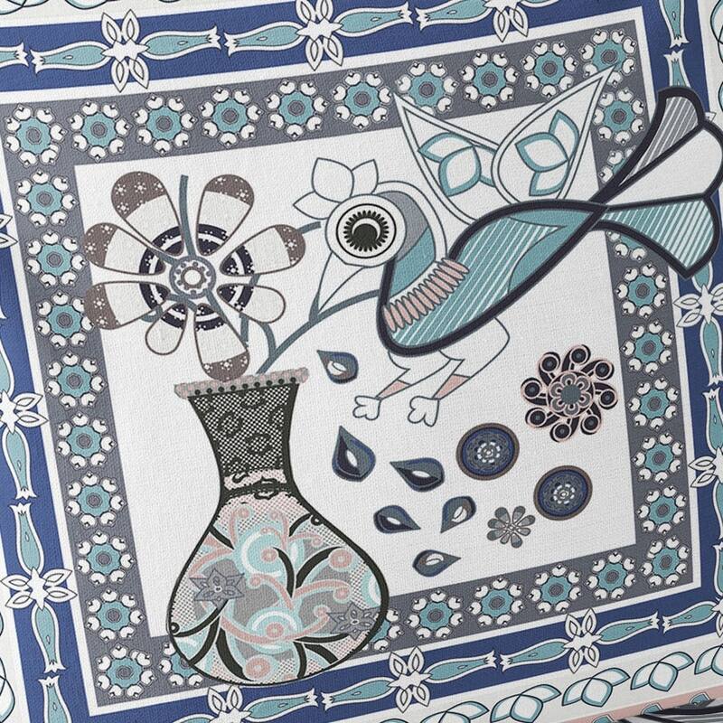 HomeRoots Set of Two 16" X 16" Gray and White Peacock Blown Seam Floral Indoor Outdoor Throw Pillow - 16.00' X '16.00' X '5.00