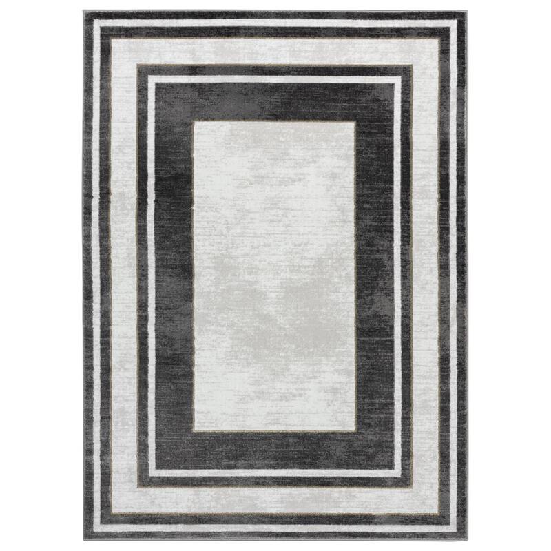 Brooklyn Collection Grey Border Area Rug - 3'9'' X 5'9''