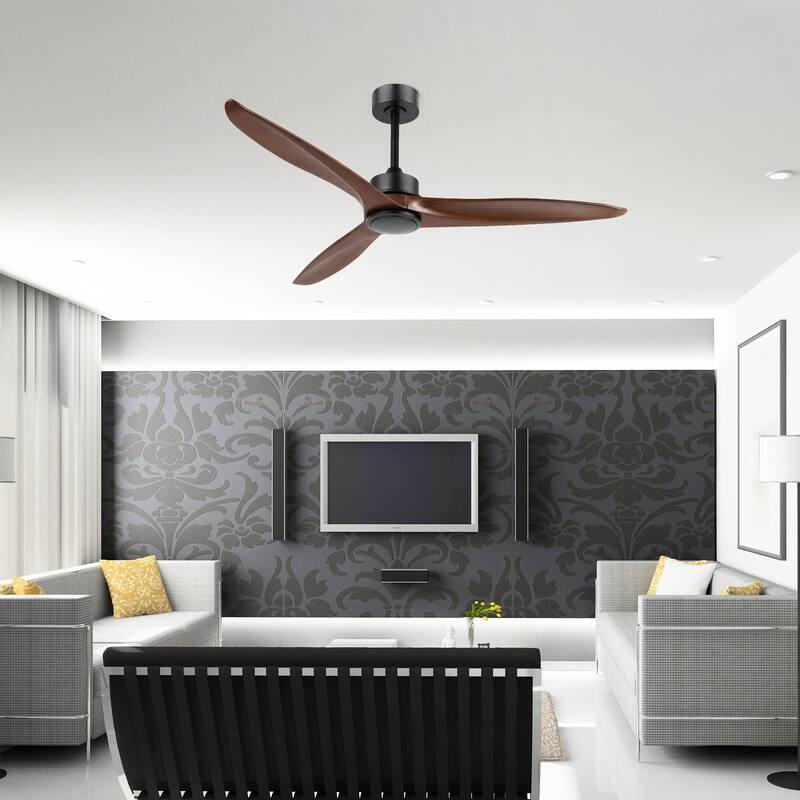 52" Solid Wood 3-Blade Propeller Ceiling Fan with Remote Control