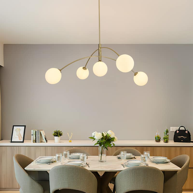 5 - Light Dimmable Modern Linear Globe Chandelier