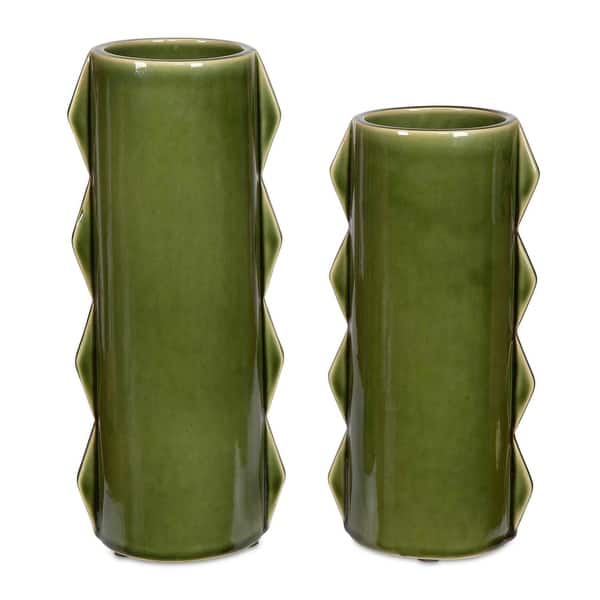 slide 2 of 2, Uttermost Meander Green Vases Set/2