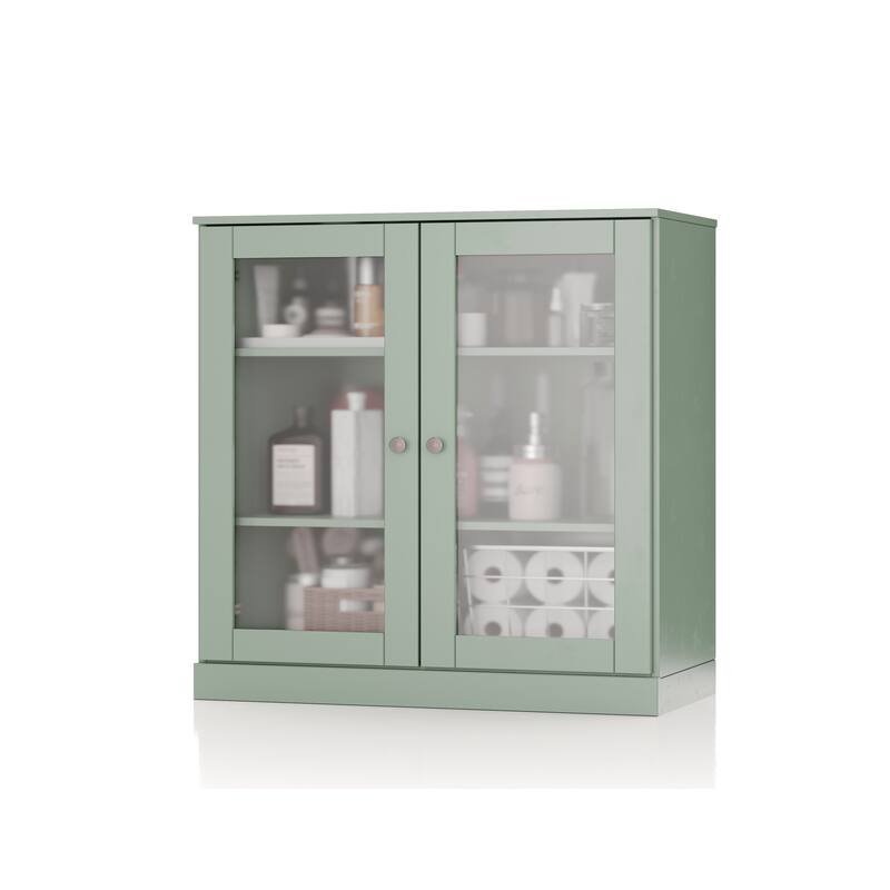 Palace Imports 100% Solid Wood 32" Bathroom Cabinet with Frosted Glass Doors and Adjustable Shelves