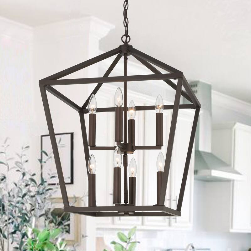8 - Light Lantern Geometric Chandelier - 19.69"D*19.69"W*26.46"H