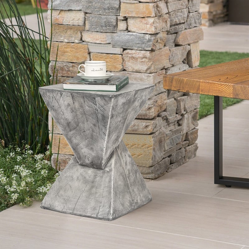 Adeco Outdoor Indoor Concrete Side Table Modern Accent End Table