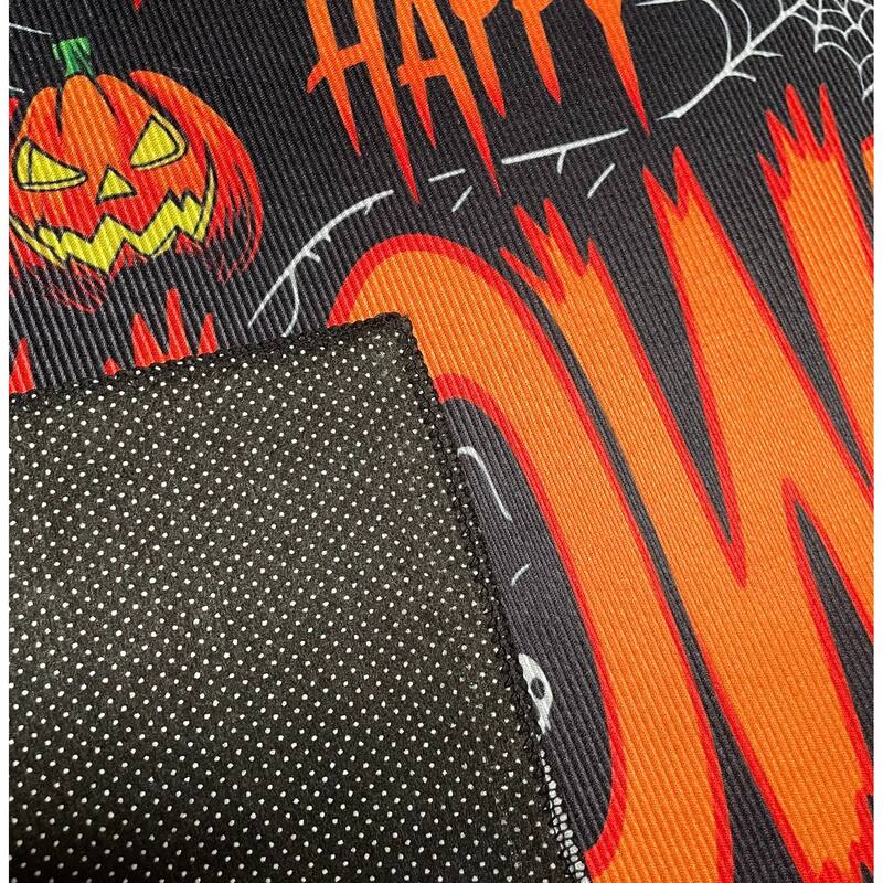 31" x 19" - Halloween Orange Black Non-Slip Washable Low Pile Kitchen Mat Entrance Door Mat