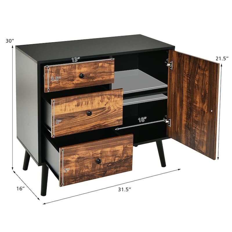 Gymax Storage Cabinet w/Drawer & Side Cabinet 31.5'' Sideboard Dresser - See Details