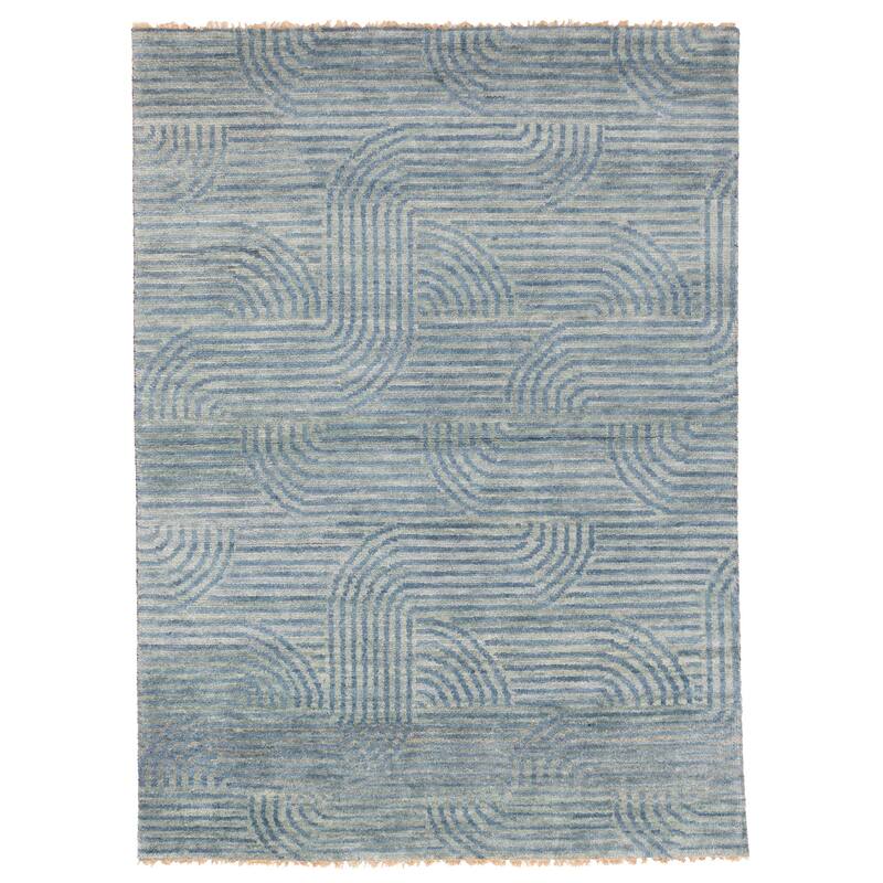 ECARPETGALLERY Hand-knotted Peshawar Ziegler Light Blue Wool Rug - 5'1 x 6'11