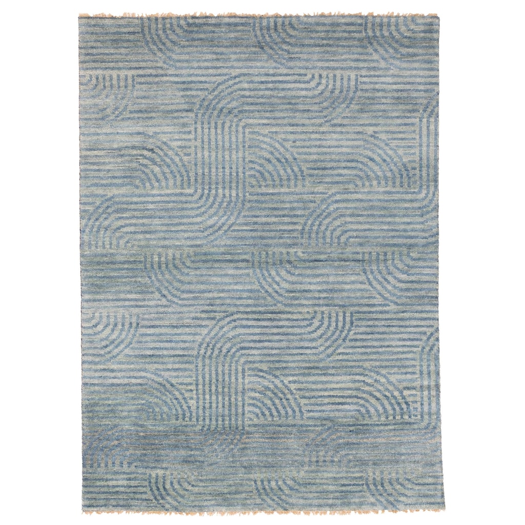 ECARPETGALLERY Hand-knotted Peshawar Ziegler Light Blue Wool Rug - 5'1 x 6'11