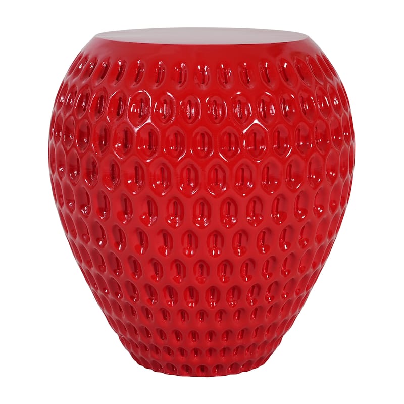 Christopher Knight Home - 18.00'' Contemporary Concrete Accent Side Table with Strawberry Hexagonal Seed-Texture Surface - Red