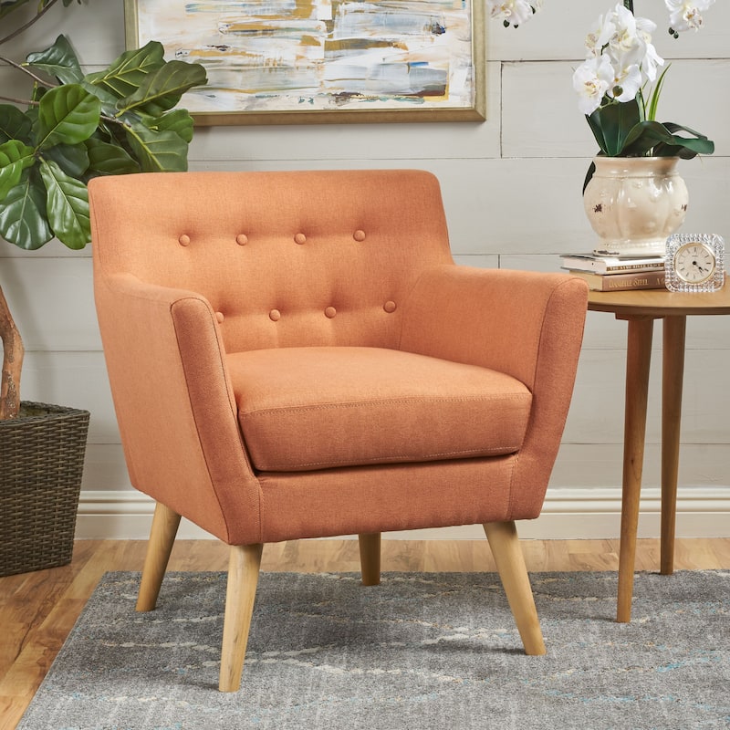 Meena Button-tufted Fabric Club Chair by Christopher Knight Home - Orange