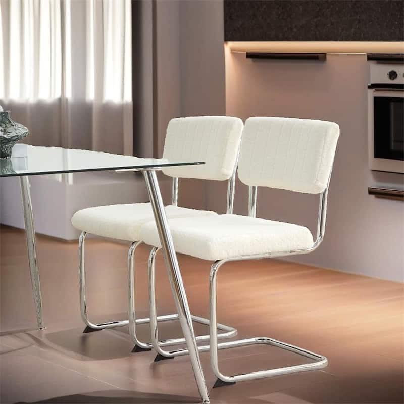 Fabric Light Luxury Dining Chair with Metal Legs(Set of 2) - N/A
