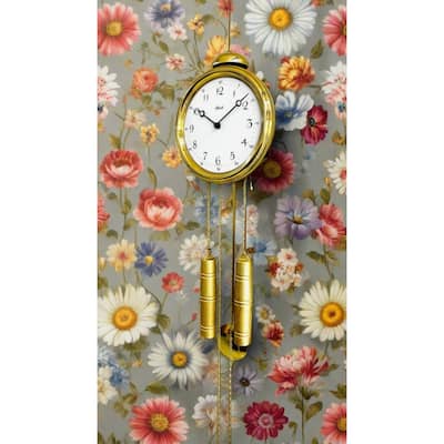 Round Pendulum Wall Clock - 25" - Brass Finish
