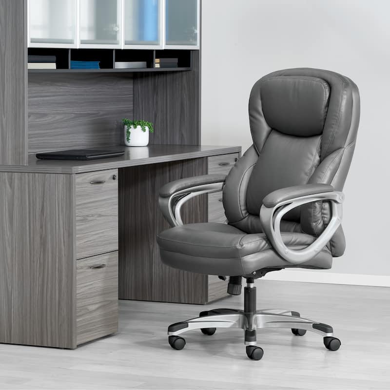 Bonded Leather Executive Office Chair - Charcoal