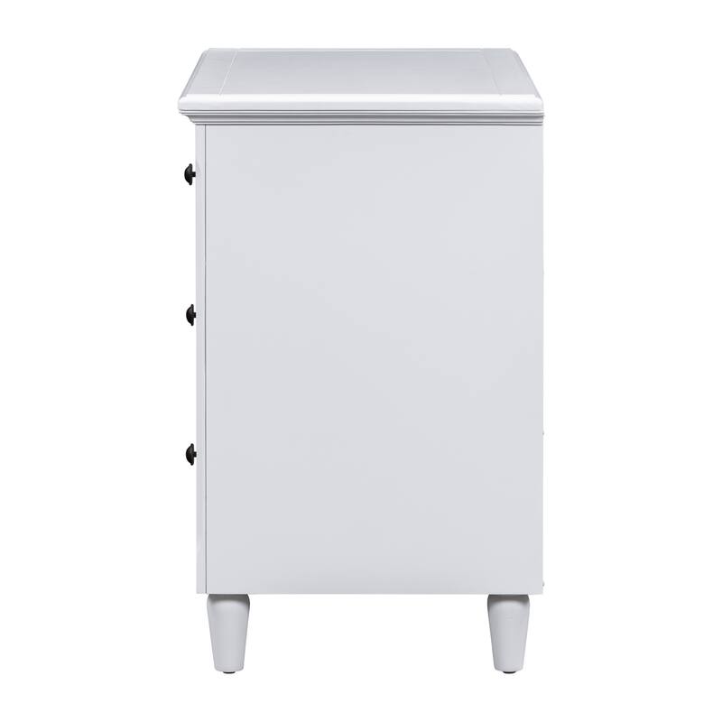 U_STYLE 28'' Painted 3-Drawer Nightstand - Smooth Rails + Rubber Legs, Minimalist Bedside/Sofa Side Table