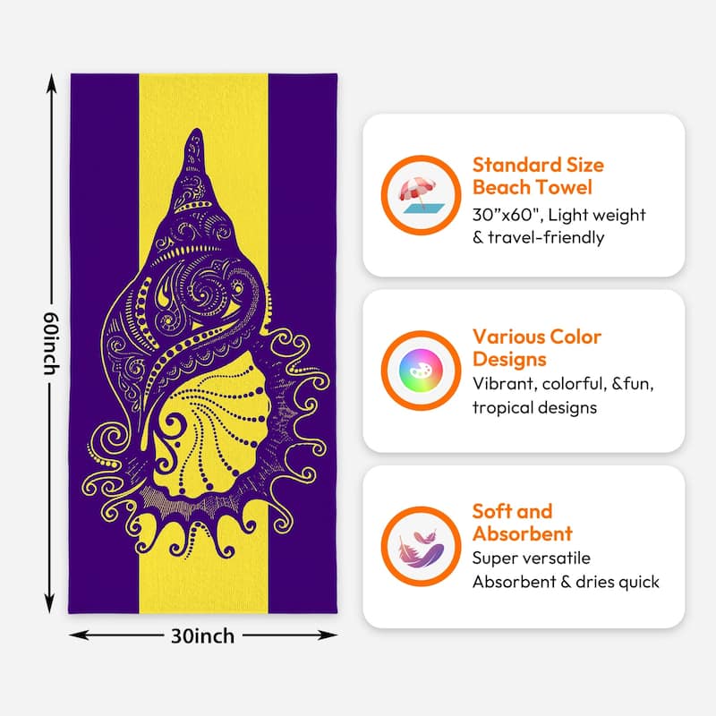 Large Turtle Shark Seahorse Beach Towel Pool Swimming Towels 30" X 60", 35"x70"