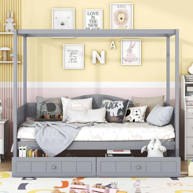 Canopy Day Bed with 2 Drawers