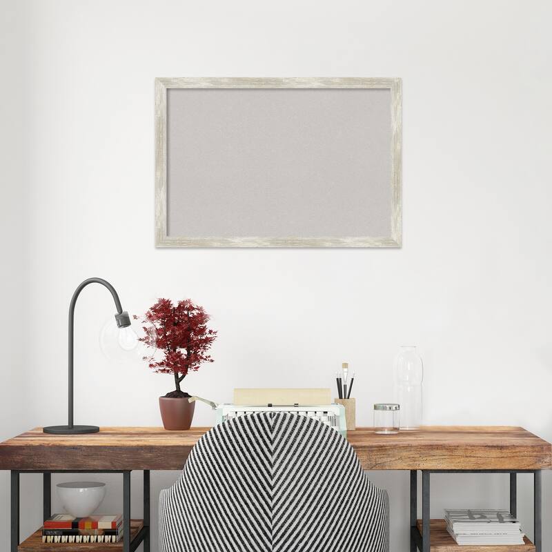 Crackled Metallic Narrow Framed Grey Corkboard Bulletin Board