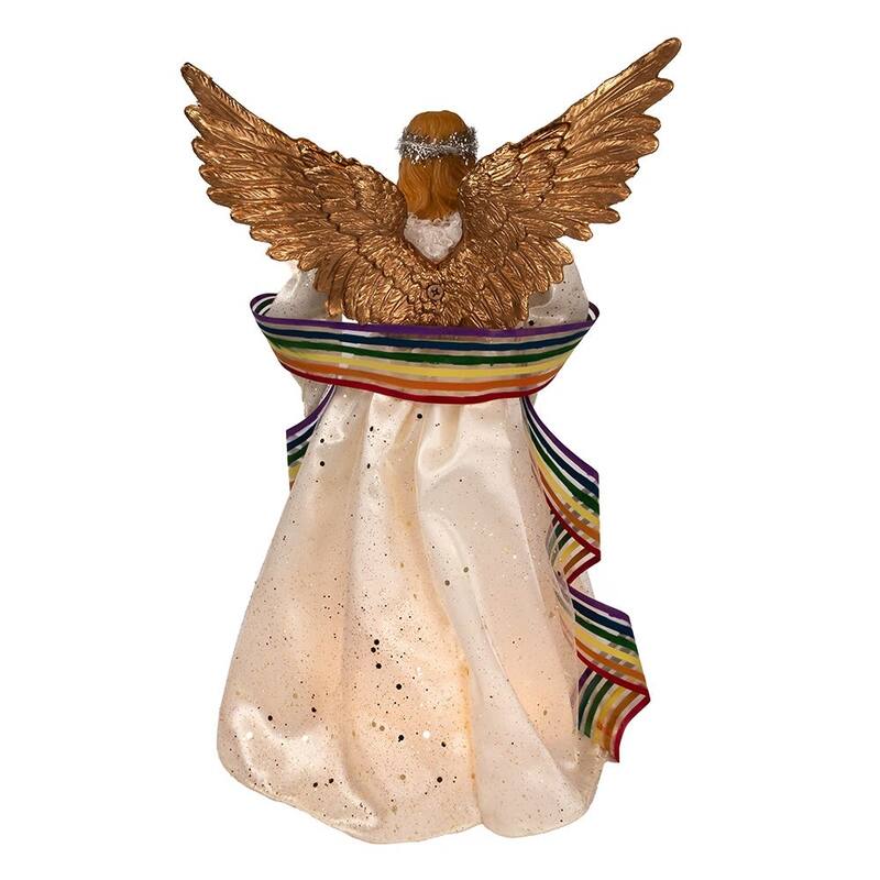 Kurt Adler 14-Inch 10-Light Pride Angel Tree Topper - Multi