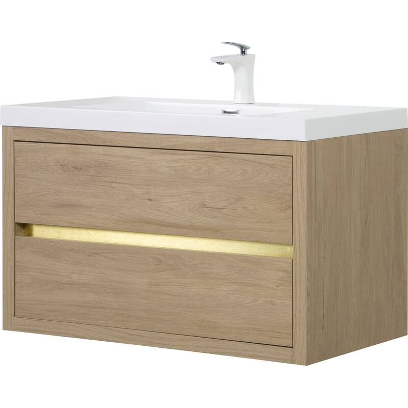 24"/30"/36"Wall Mounted Bathroom Vanity w/ Sink and Soft Close Drawers