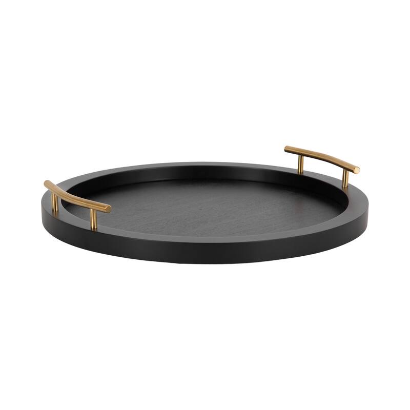 Kate and Laurel Halsey Wood Round Decorative Tray
