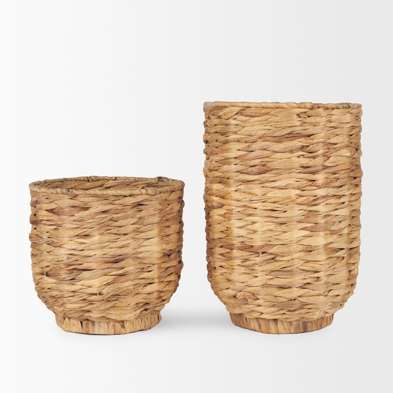 Tamuz Brown Seagrass Round Baskets (Set of 2)