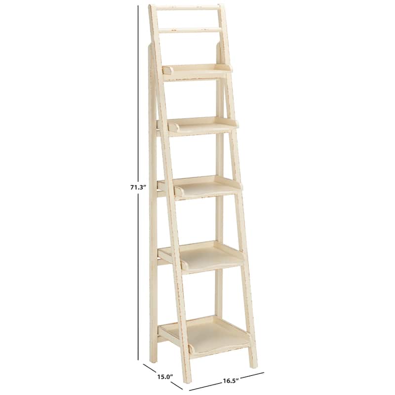 SAFAVIEH Ricca Distressed Ivory Leaning Etagere - 16.5" x 15" x 71.3" - 17Wx15Dx71H