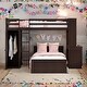preview thumbnail 20 of 54, Twin Loft Bed with Twin Stand-alone bed, Shelves,Desk,and Wardrobe Espresso