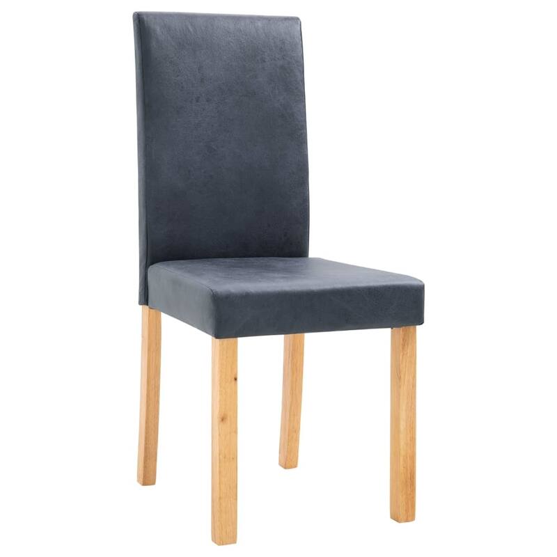 vidaXL Dining Chairs 2 pcs Gray Faux Suede Leather
