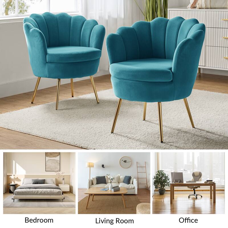 Xabier Cute Modern Upholstered Barrel Chair Accent Chair with Tufted Back Set of 2 by HULALA HOME