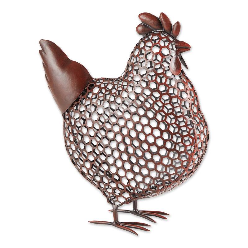 Chicken Wire Pig Sculpture - Iron - Iron Chicken