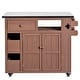 preview thumbnail 32 of 53, Extendable Solid Wood Kitchen Island with Stainless Top Drawers and Wheels