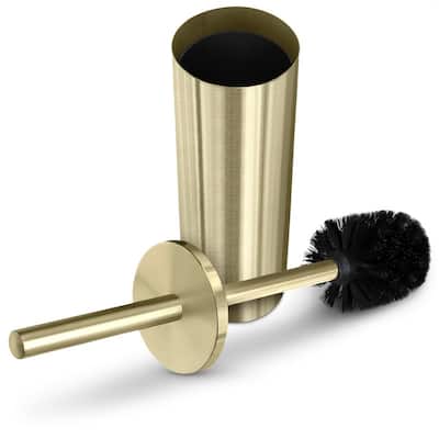Toilet Brush and Holder Set Brushed - Gold - 3.5"L x 3.5"W x 15.7"H
