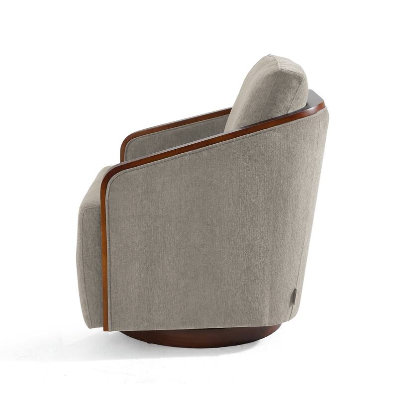 Chenille Modern 360°Swivel Barrel Chair Round Base