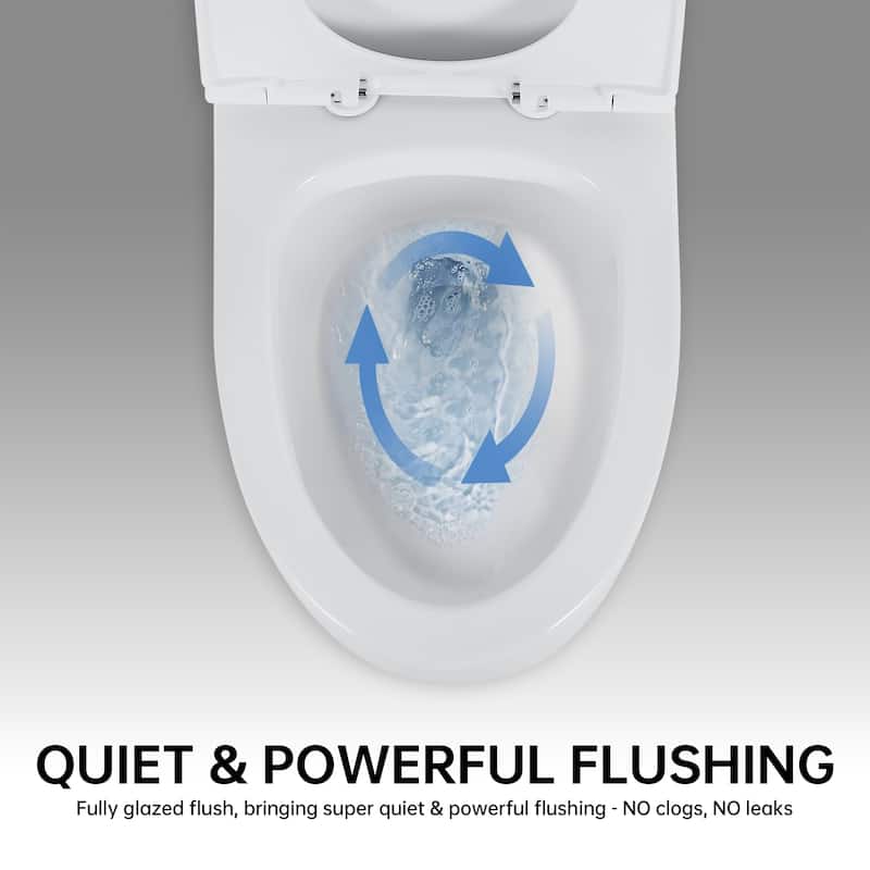 Elongated One-Piece Toilet with Soft-Close Comfort Height Seat