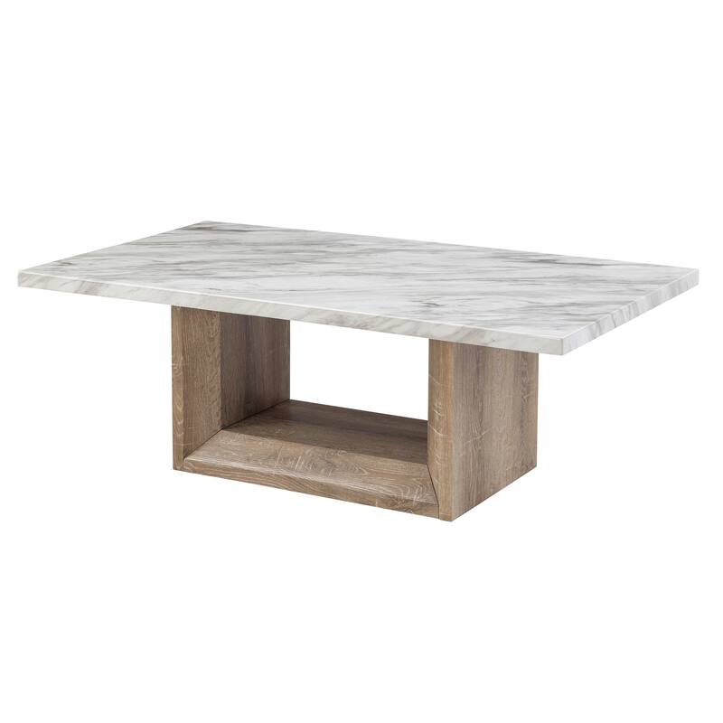 Exquisite Marble Coffee Table with Stylish Pedestal Base for Elegant Living