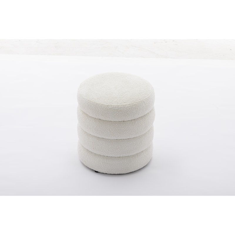 Soft Boucle Round Ottoman Footrest Stool
