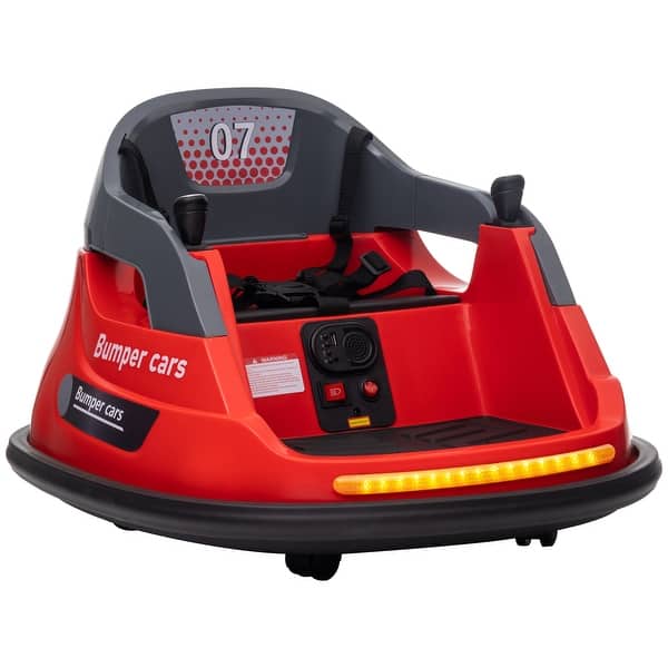 slide 2 of 7, 12V Kids' Electric Bumper Car: Remote Control, 360° Spin, LED Lights, Music, Red 2-4 Years - Assembly Required - Red