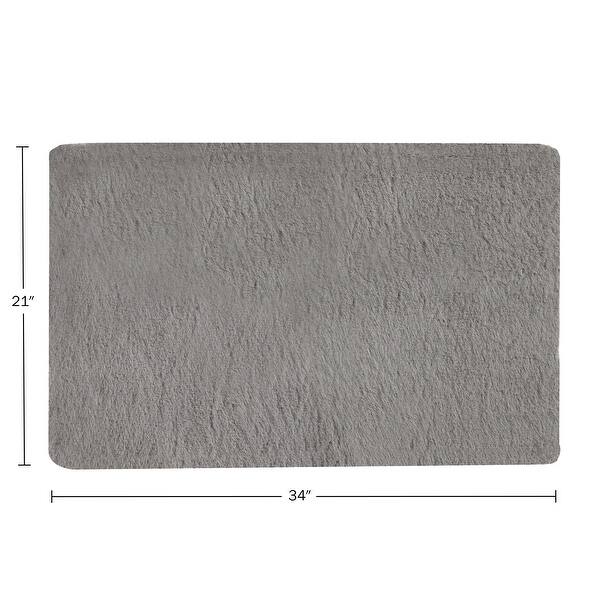 dimension image slide 5 of 11, Fake Fur Bath Mat - 21x34-Inch Machine Washable Nonslip Small Rug for Bathroom, Hallway, or Kitchen by Home-Complete