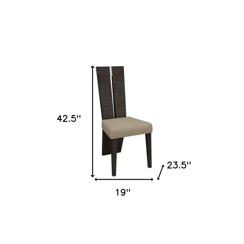 HomeRoots Set of Two Gray And Dark Brown Upholstered Dining Side Chairs