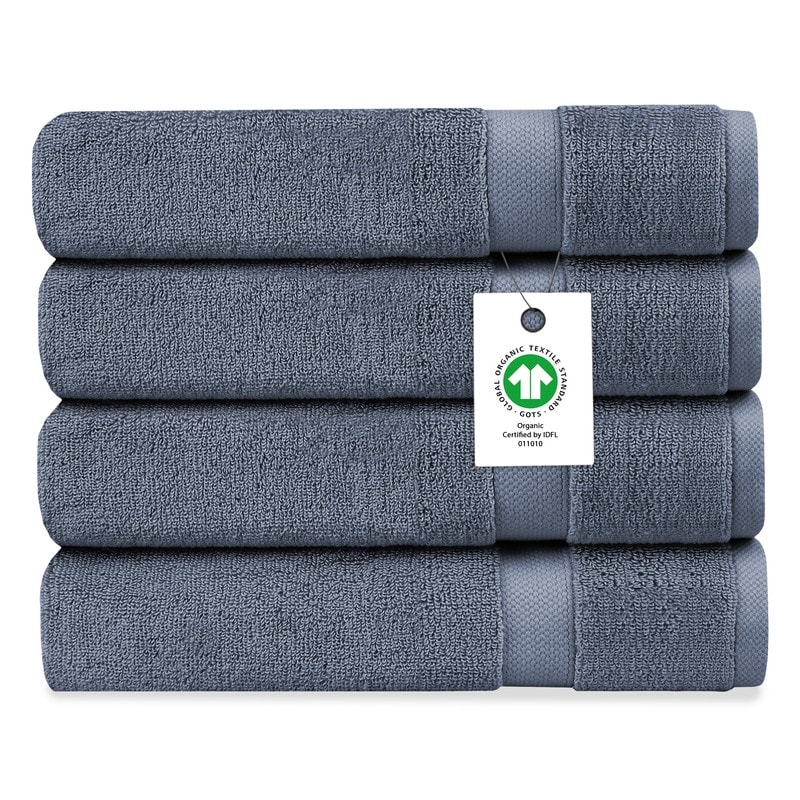Delara Organic Cotton Luxuriously Plush Bath Sheet Pack of 4 |GOTS & OEKO-TEX Certified |650 GSM Long Staple | Quick Dry & Soft